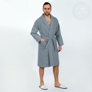 Халат мужской "АртПостель" Банный с воротником цвет Серый (5XL)